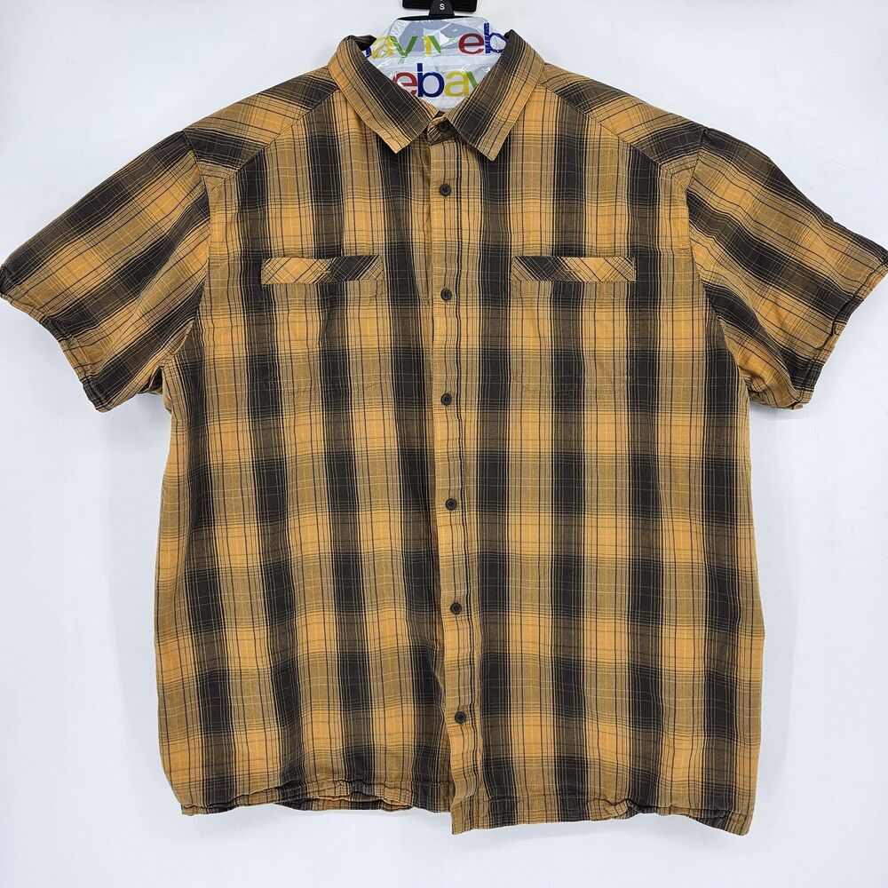 Mountain Hardwear Shirt Mens XXL Plaid Short Sleeve Outdoors Hiking Trail